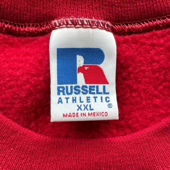 Russell Athletic 90s Crewneck Sweatshirt Vintage Red Blank Men's 2XL - Picture 3 of 4